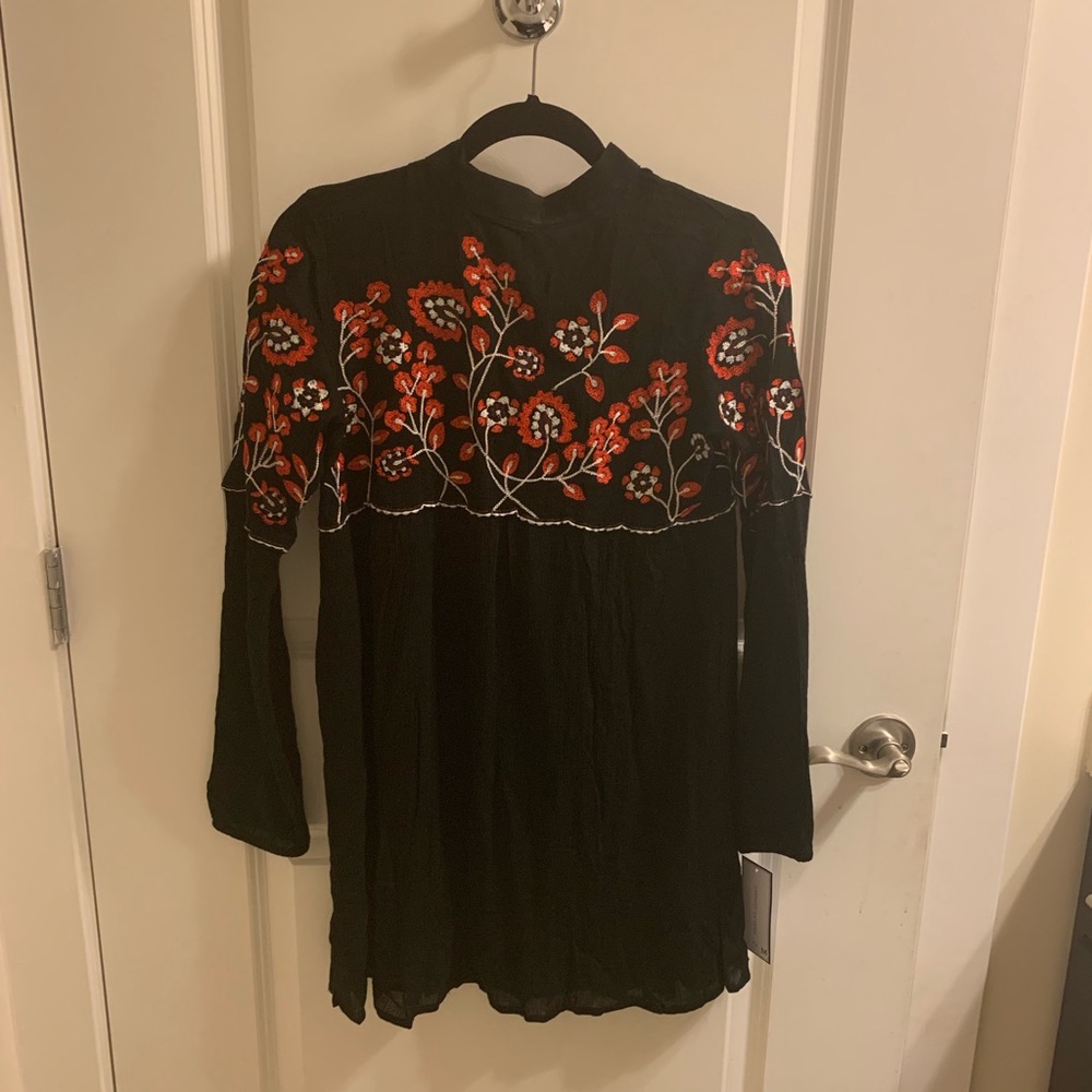 Floral embroidered high neck dress